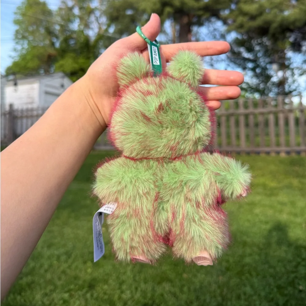 Green Kiwi Labubu Furry Monster Plush Keychain with Glitter Eyes-Stuffed Animal - Picture 3 of 5